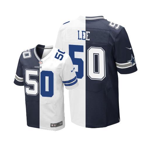 Nike Cowboys #50 Sean Lee Navy Blue/White Men's Stitched NFL Elite Split Jersey